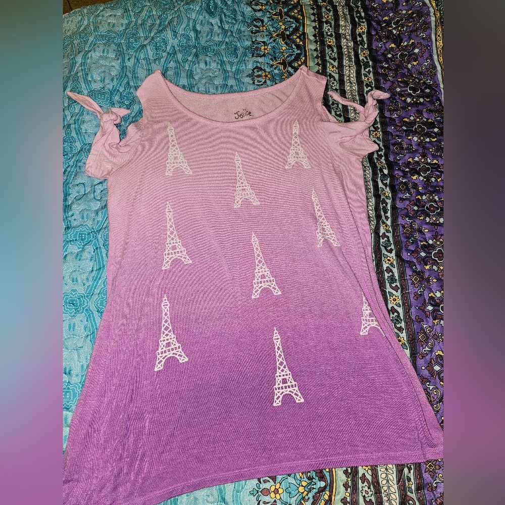 Eiffel Tower Cold Sholder Ombree Tee